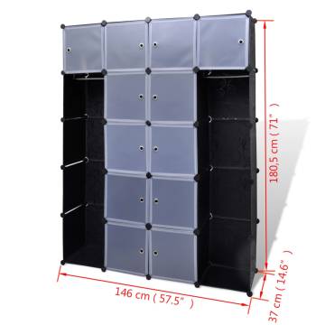 Modular Cabinet 14 Compartments - Black & White | HipoMarket