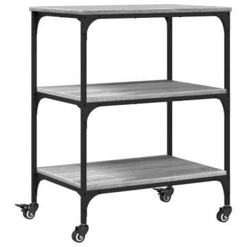 Kitchen Trolley Grey Sonoma 60x41x76 cm - Stylish & Practical