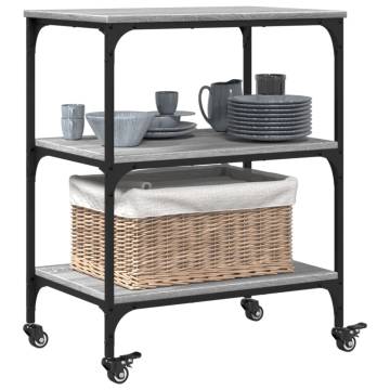 Kitchen Trolley Grey Sonoma 60x41x76 cm - Stylish & Practical