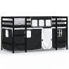 Kids' Loft Bed with Curtains - White & Black 80x200cm Pine