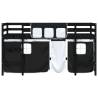 Kids' Loft Bed with Curtains - White & Black 80x200cm Pine