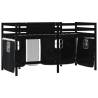 Kids' Loft Bed with Curtains - White & Black 80x200cm Pine