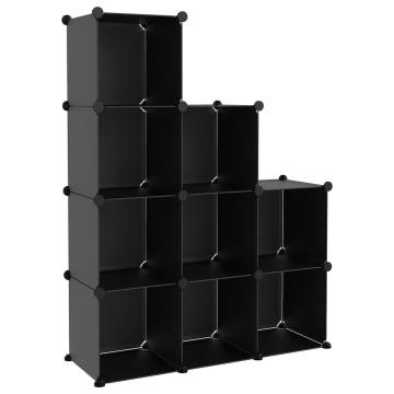 Versatile Black PP Storage Cube Organiser with 9 Cubes