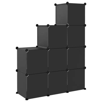 Versatile Black PP Storage Cube Organiser with 9 Cubes