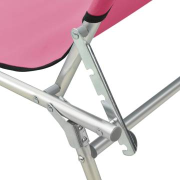 Folding Sun Lounger with Canopy - Magento Pink | HipoMarket