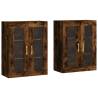 Elegant Wall Mounted Cabinets – 2 pcs Smoked Oak Wood