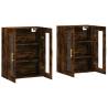 Elegant Wall Mounted Cabinets – 2 pcs Smoked Oak Wood