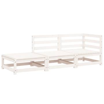 Garden Sofa with Footstool - 2-Seater White Pine Wood