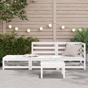 Garden Sofa with Footstool - 2-Seater White Pine Wood