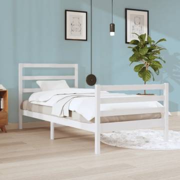 White Solid Wood Pine Bed Frame - 90x200 cm | HipoMarket