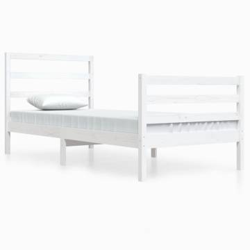 White Solid Wood Pine Bed Frame - 90x200 cm | HipoMarket