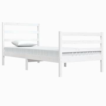 White Solid Wood Pine Bed Frame - 90x200 cm | HipoMarket