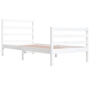 White Solid Wood Pine Bed Frame - 90x200 cm | HipoMarket