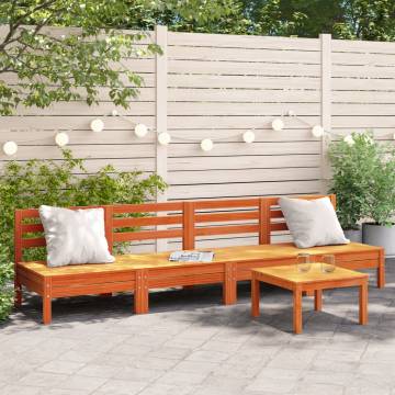 Garden Sofas Armless 4 pcs Wax Brown Solid Wood Pine | HipoMarket