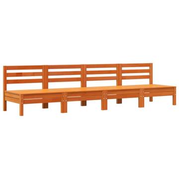 Garden Sofas Armless 4 pcs Wax Brown Solid Wood Pine | HipoMarket