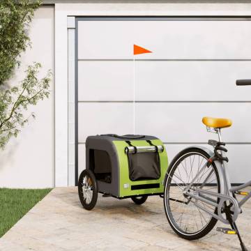 Pet Bike Trailer - Green & Grey Oxford Fabric & Iron