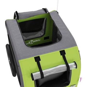 Pet Bike Trailer - Green & Grey Oxford Fabric & Iron