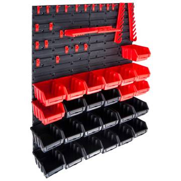 29 Piece Storage Bin Kit with Wall Panels - Red & Black