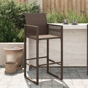 Brown Poly Rattan Garden Bar Stools - 2 Pack for Outdoor Relaxation