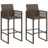 Brown Poly Rattan Garden Bar Stools - 2 Pack for Outdoor Relaxation