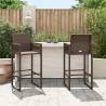 Brown Poly Rattan Garden Bar Stools - 2 Pack for Outdoor Relaxation