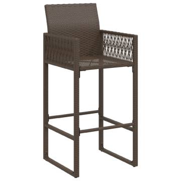 Brown Poly Rattan Garden Bar Stools - 2 Pack for Outdoor Relaxation