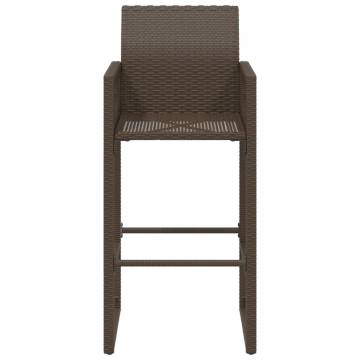 Brown Poly Rattan Garden Bar Stools - 2 Pack for Outdoor Relaxation