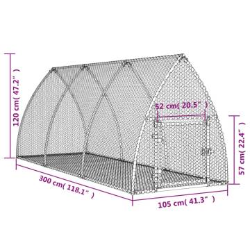 Rabbit Cage Silver 300x105x120 cm - Galvanised Steel