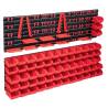 141 Piece Storage Bin Kit with Wall Panels - Red & Black