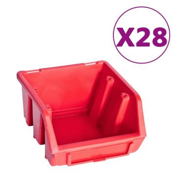 141 Piece Storage Bin Kit with Wall Panels - Red & Black