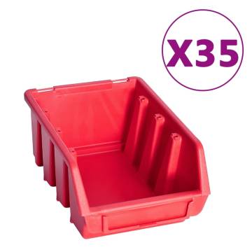 141 Piece Storage Bin Kit with Wall Panels - Red & Black