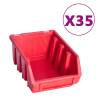 141 Piece Storage Bin Kit with Wall Panels - Red & Black