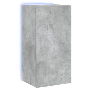 TV Wall Cabinet with LED Lights - Concrete Grey 40.5x35x80 cm