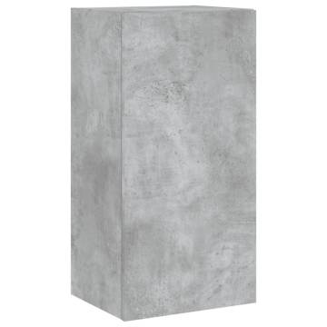 TV Wall Cabinet with LED Lights - Concrete Grey 40.5x35x80 cm