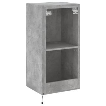 TV Wall Cabinet with LED Lights - Concrete Grey 40.5x35x80 cm