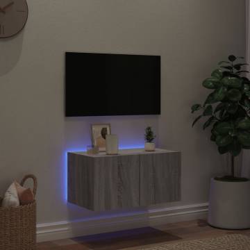 TV Wall Cabinet with LED Lights - Grey Sonoma | HipoMarket