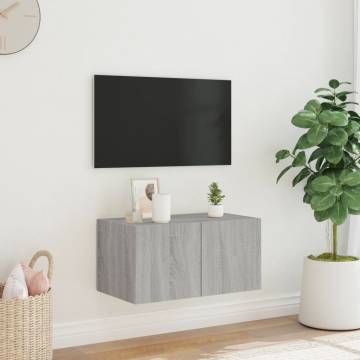 TV Wall Cabinet with LED Lights - Grey Sonoma | HipoMarket