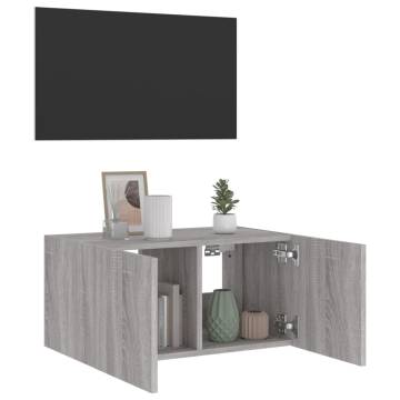 TV Wall Cabinet with LED Lights - Grey Sonoma | HipoMarket