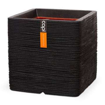 Capi Planter Nature Rib Square 50x50 cm Black - Durable & Eco-friendly