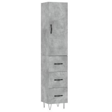 Stylish Highboard in Concrete Grey | 34.5x34x180 cm