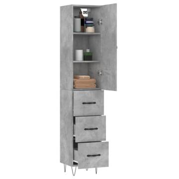 Stylish Highboard in Concrete Grey | 34.5x34x180 cm