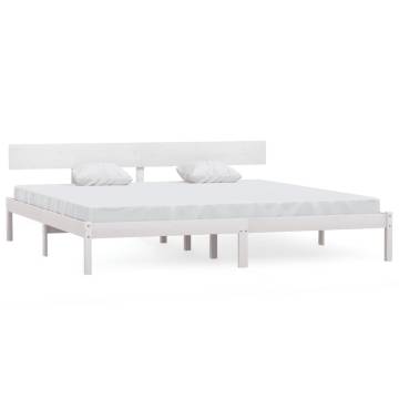 Super King Size White Solid Wood Bed Frame - 180x200 cm