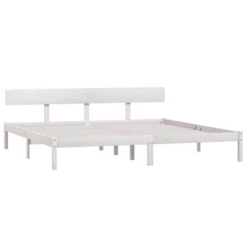 Super King Size White Solid Wood Bed Frame - 180x200 cm