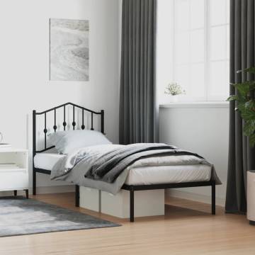 Metal Bed Frame with Headboard - Black 80x200 cm | HipoMarket