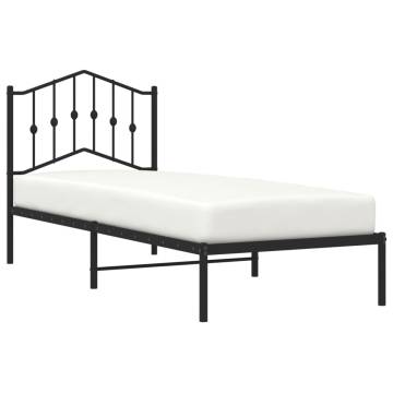 Metal Bed Frame with Headboard - Black 80x200 cm | HipoMarket