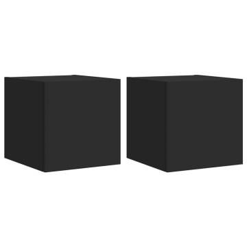 Stylish LED TV Wall Cabinets - 2 pcs Black | HipoMarket