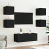 Stylish LED TV Wall Cabinets - 2 pcs Black | HipoMarket