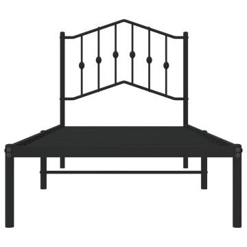 Metal Bed Frame with Headboard - Black 80x200 cm | HipoMarket