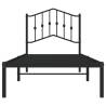 Metal Bed Frame with Headboard - Black 80x200 cm | HipoMarket