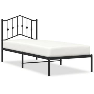 Metal Bed Frame with Headboard Black 90x200 cm - Hipomarket